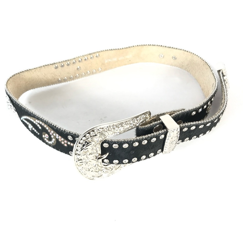 Vintage Black Studded Western Belt with Silver Buckle